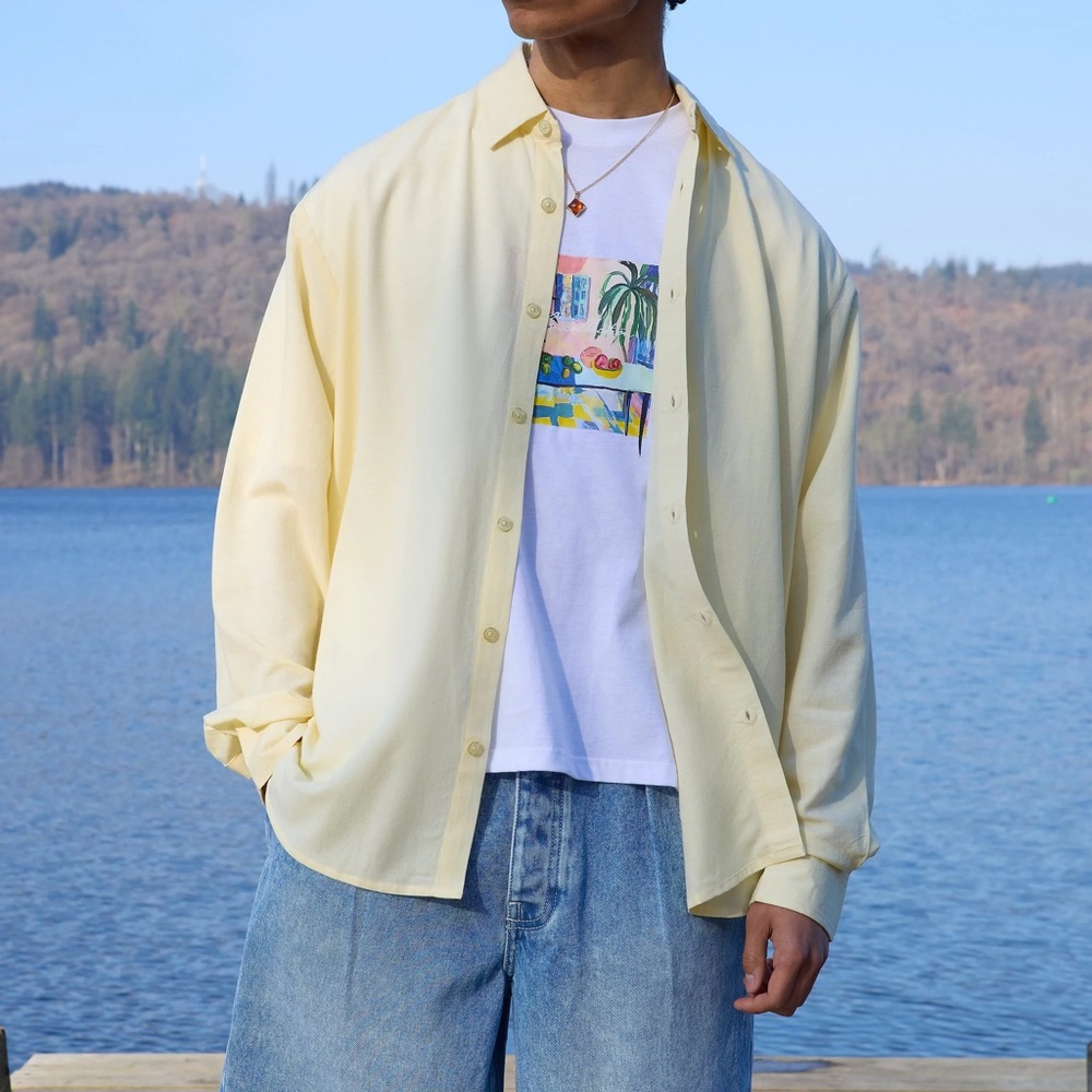 Boohoo Yellow Casual Button Down Shirt